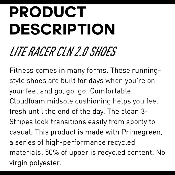 Adidas Lite Racer CLN 2.0 Shoes - Picture 2 of 12